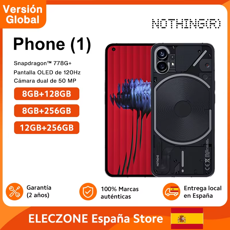 Versión Global Nothing Phone 1 5G Smartphone Snapdragon 778G+ Pantalla OLED de 6,55" y 120 Hz Sensor Sony IMX766 de 50 MP Batería de 4500 mAh
