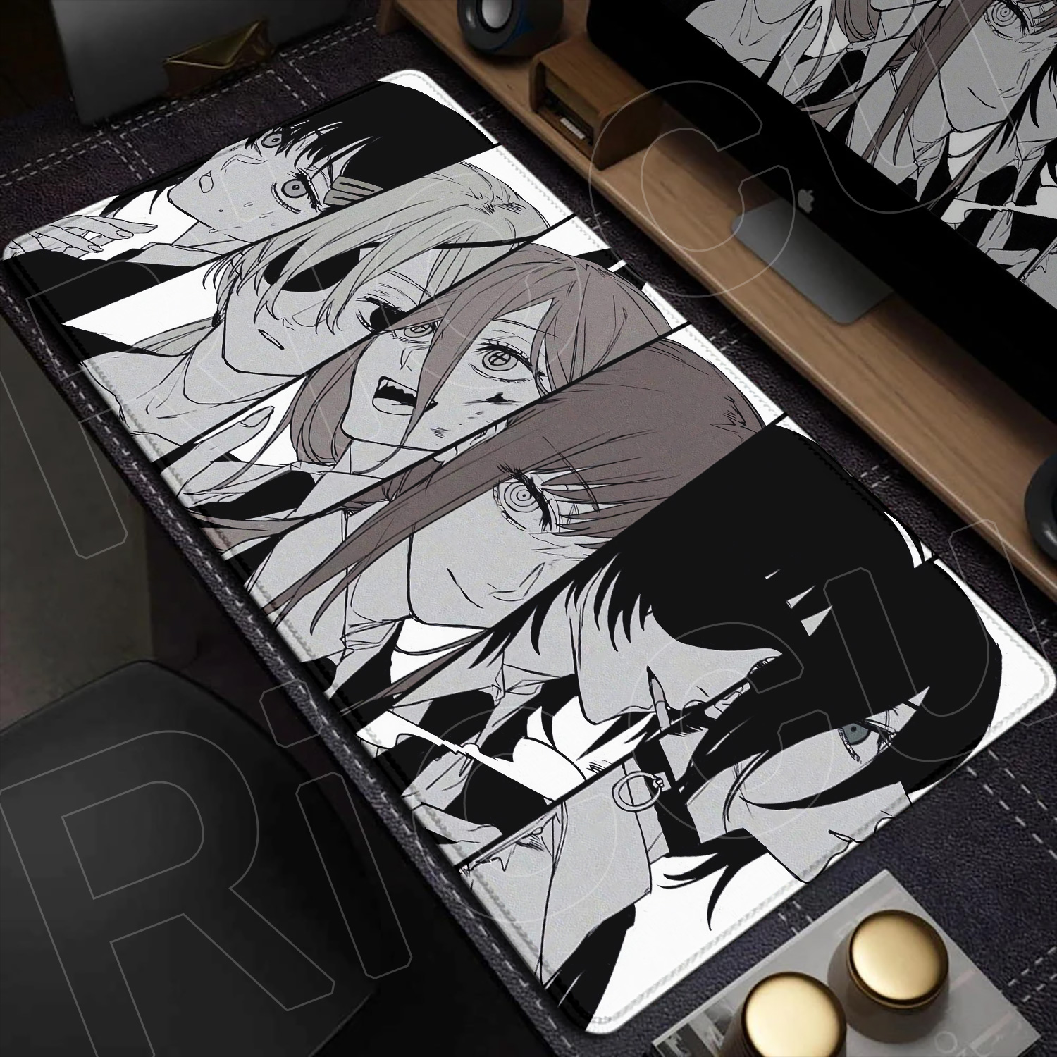 90x40cm Anime tronçonneuse homme grand tapis de souris XXL ordinateur portable antidérapant clavier tapis bureau accessoires de jeu Kawaii Makima tapis de Table