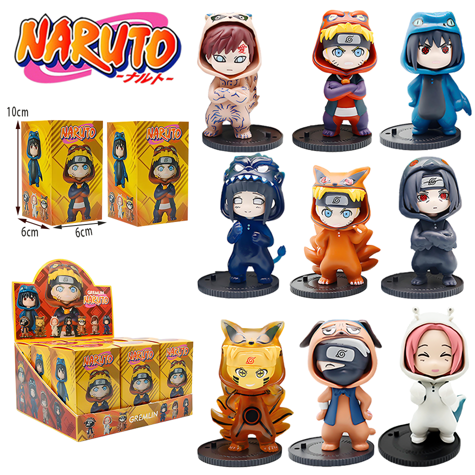 1-9 Stück Naruto Blind Box Figuren Modell Ornament Anime Uchiha Sasuke Sakura Cosplay Actionfigur Modell Spielzeug Dekorationen Geschenke