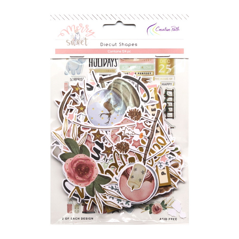 Matériel de scrapbooking Creative Path : formes découpées, découpes en papier, éphémères, motifs floraux de Noël et de fêtes pour la création, le journaling et la fabrication de cartes
