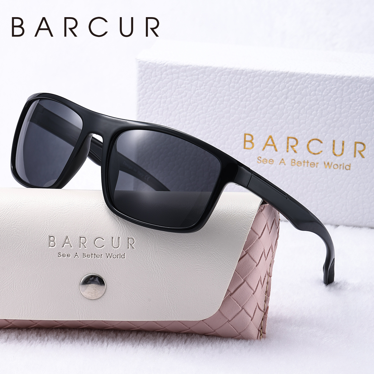 BARCUR Fashion TR90 Occhiali da sole da uomo Robusto e durevole Cornice rettangolare Cool Outdoor Sports Occhiali da sole polarizzati per uomo e donna