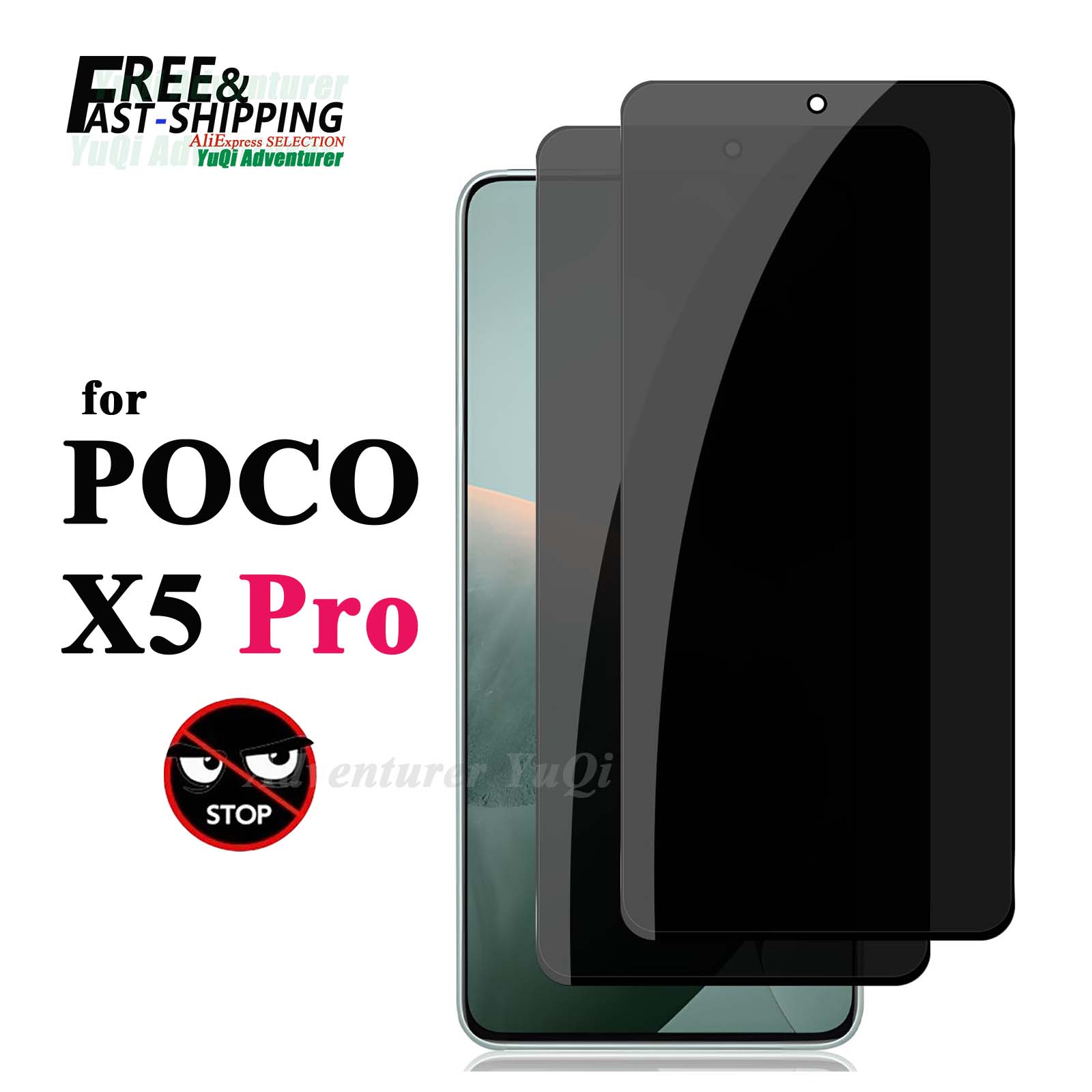 Anti Spy Screen Protector สําหรับ POCO X5 Pro Xiaomi, กระจกนิรภัย 9H ความเป็นส่วนตัว Peep Scratch สูงอลูมิเนียมกรณีที่เป็นมิตร
