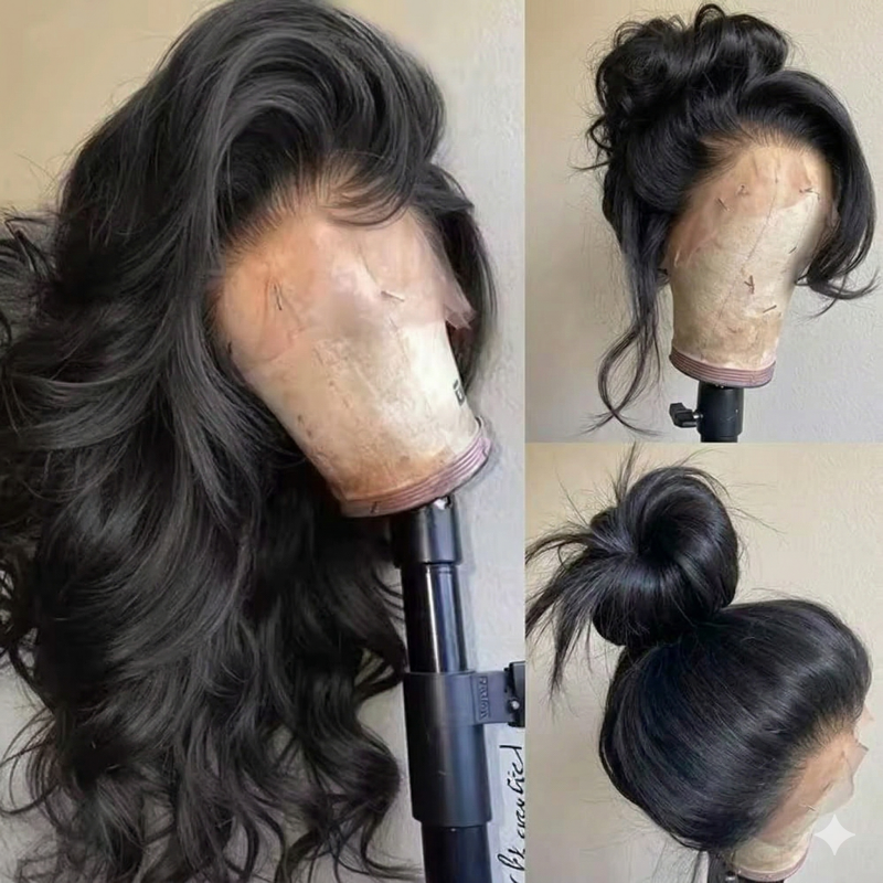 Peruca de Cabelo Humano Ondulado com Renda Frontal de 30-40 Polegadas, Peruca Frontal HD Transparente 13x6, Densidade 250, Cabelo Humano Ondulado e Cacheado