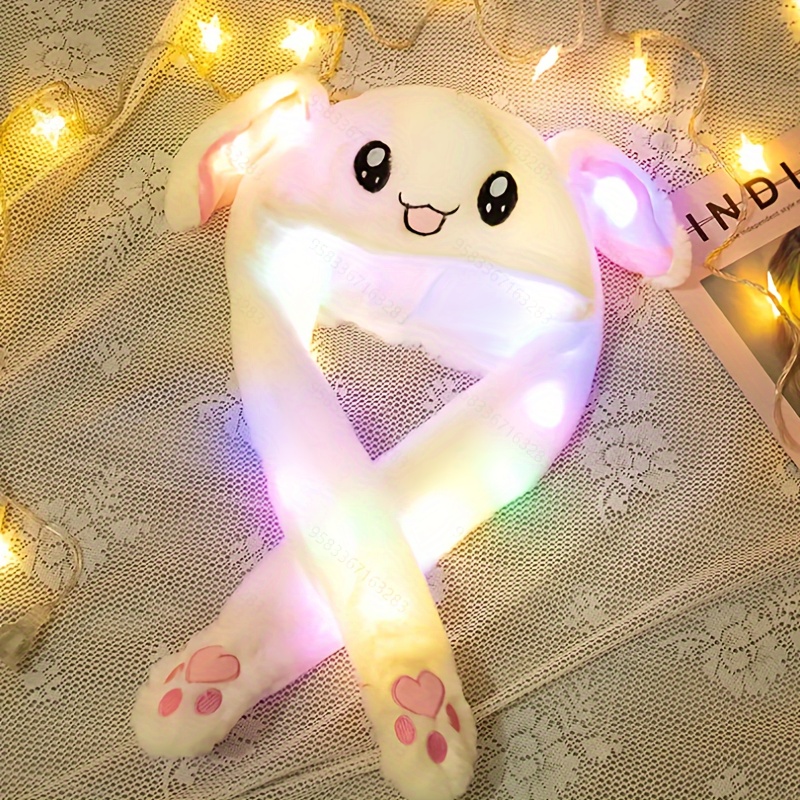 Gorro de felpa con Orejas de conejo para adulto, orejeras con iluminación LED, ideal para regalo de fiesta, 1 unidad