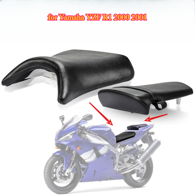 รถจักรยานยนต์ด้านหน้า DRIVER ผู้โดยสารด้านหลังที่นั่ง Pillion เบาะที่นั่งสําหรับ Yamaha YZF R1 2000 2001 เบาะที่นั่งอุปกรณ์เสริม
