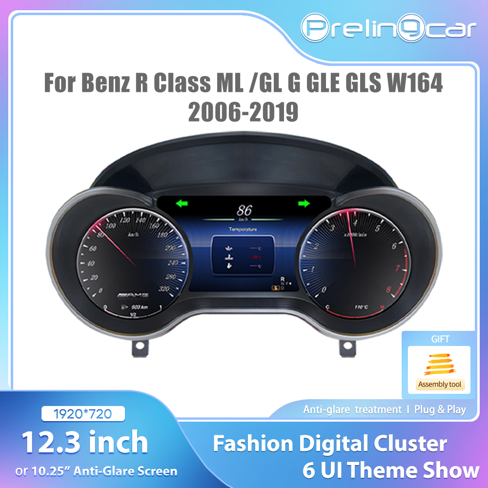 12.3 ЖК-цифровой кластер приборной панели для Benz R Class ML GL G GLE GLS W164 2006-2019 лет, автомобильный инструмент Paneel Cockpit Speedme