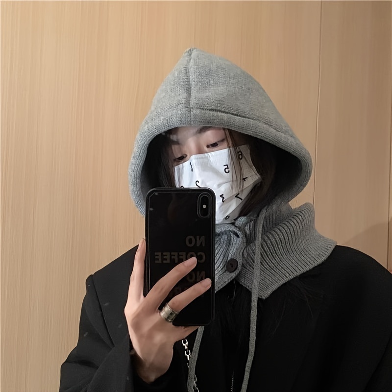 1 peça, chapéus de inverno para mulheres meninas cachecol quente com capuz chapéu crânio boné balaclava gorro de malha com cordão ajustável