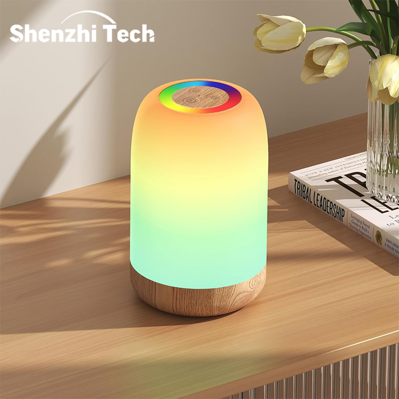 LED-Touch-Lampe mit dimmbarer RGB-Farbe, Tischlampe mit Holzmaserung, Timing-Funktion, wiederaufladbares USB-Nachtlicht, für Schlafzimmer, Kinderdeko