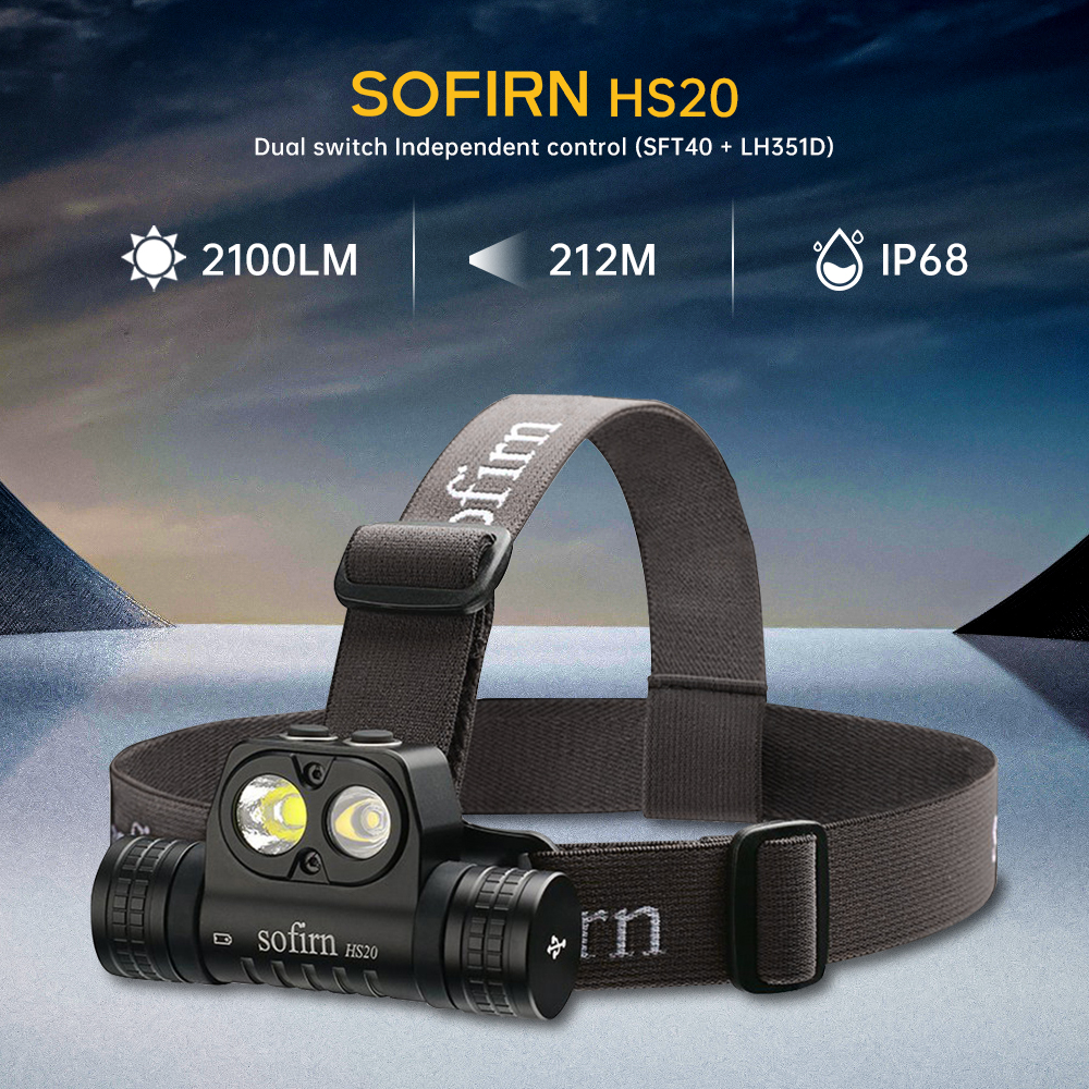 Sofirn HS20 2700 лм 18650 Светодиодная фара USB C Перезаряжаемый мощный налобный фонарь с прожектором и прожектором Переносной уличный светильник