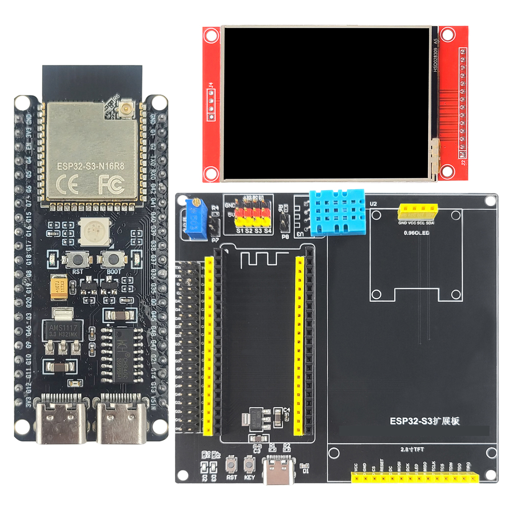 Комплект макетной платы ESP32-S3-DevKitC-1 с 2,8-дюймовым TFT ЖК-дисплеем BT 2,4G Wi-Fi модулем 8 МБ PSRAM 16 МБ FLASH N16R8 42-контактный CH340C TypeC