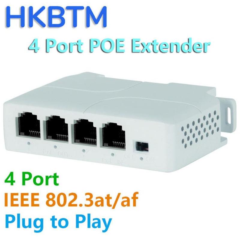 HKBTM Extensor PoE de 4 puertos Repetidor poe impermeable para extensor de transmisión de puerto IP para cámara IP NVR con interruptor POE