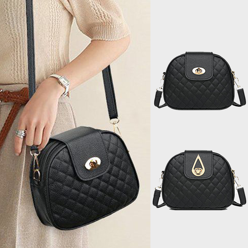 Dagelijkse lederen schoudertas met ruitvormige steek, afneembare riem, elegante kleine tas voor dames, casual street matching