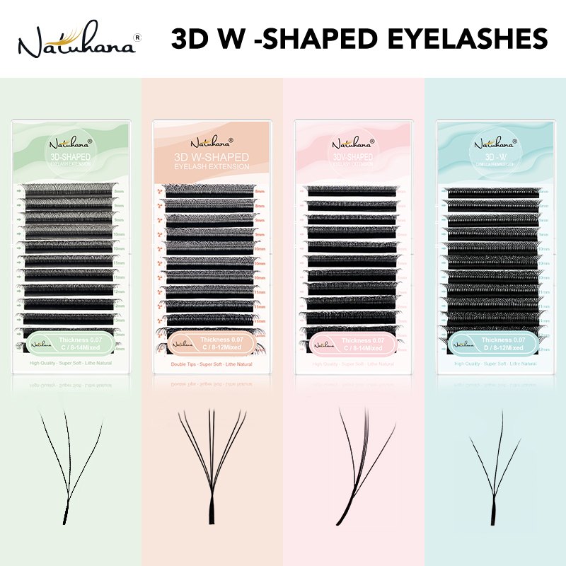 NATUHANA Professionele 3D W-vormige Wimperextensions Individuele Wimpers PBT Volume Wimper Supplies voor Wimperstylisten Salon Gebruik