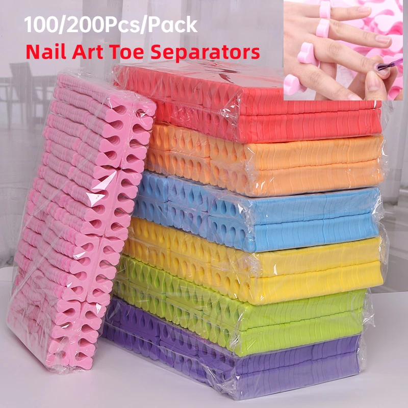100,200 sztuk/paczka Nail Art Toe Separatory palce stopy gąbka miękki lakier żelowy UV narzędzia kosmetyczne Manicure Pedicure Pack zestawy do paznokci