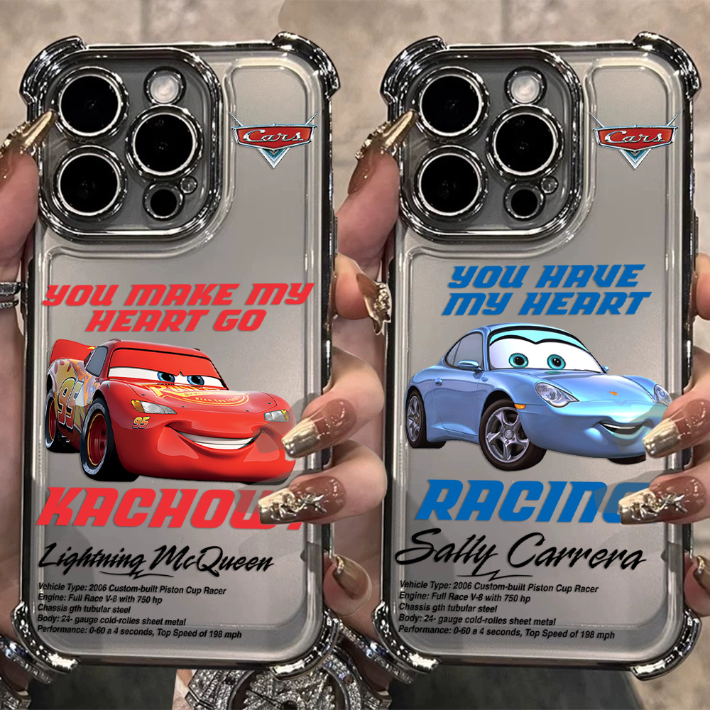 Custodia per telefono HOT Cars L-Lightning M-McQueen placcata anti-caduta per iPhone 17 17e 16e 16 15 14 13 12 11 Pro Max XSMax Mini Air Plus