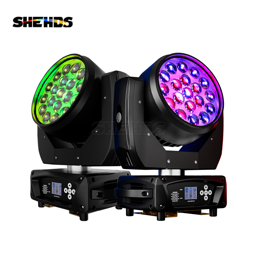 SHEHDS-LEDムービングヘッドrgbwビームウォッシュライト,19x15w,DJ用ステージライト,ディスコパーティー,結婚式,サークルコントロール,クリスマスライト,視聴者