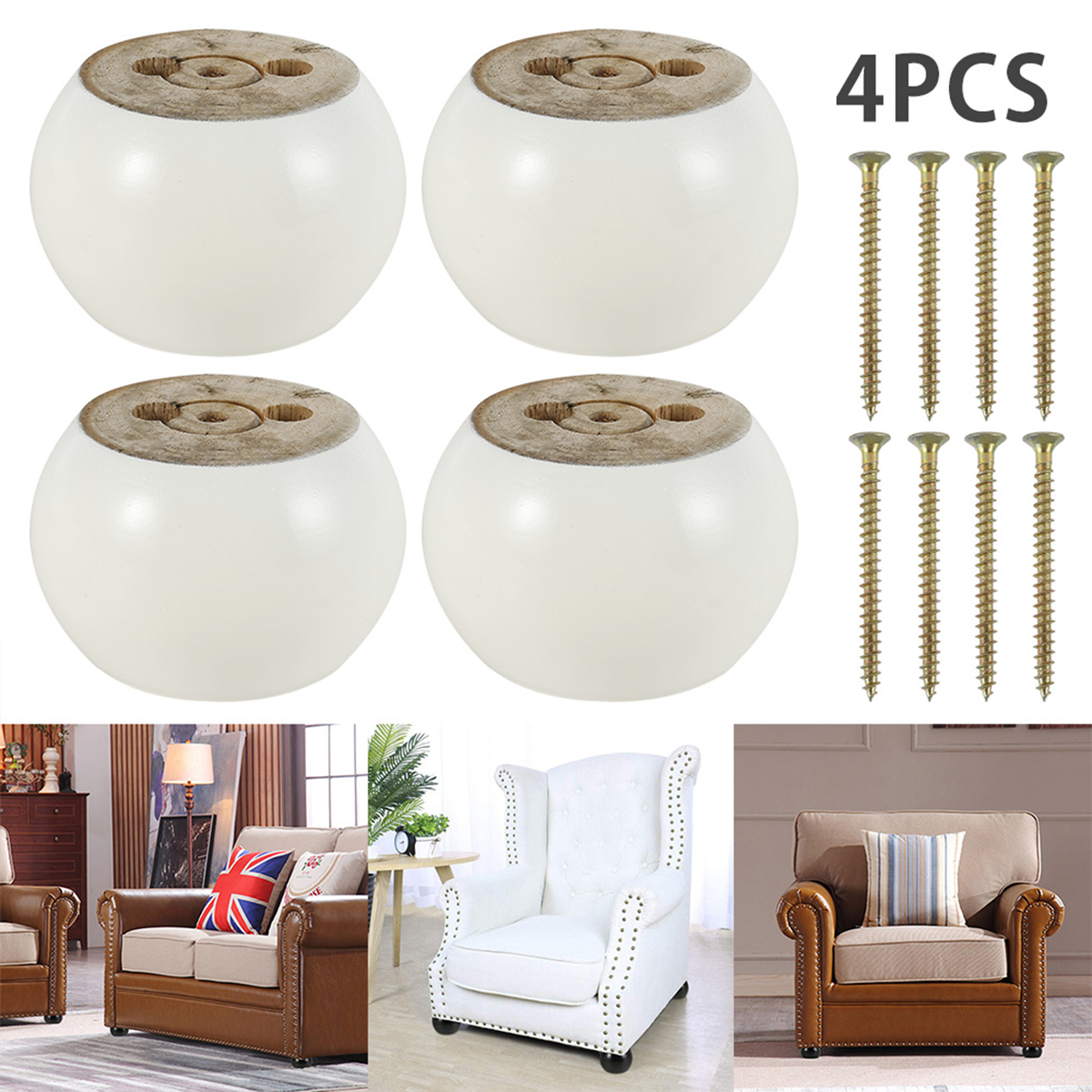 Patas para muebles de madera maciza, patas redondas para moño, 5cm de alto, patas de repuesto para sofá, silla, mesa de centro, muebles de gabinete, 4 Uds.