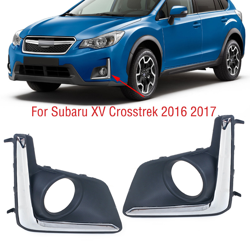 สําหรับ Subaru XV Crosstrek 2016 2017 รถกันชนด้านหน้ากันชนโคมไฟกรอบ Foglight Foglamp Chrome Trim หมวกฝาปิด BEZEL
