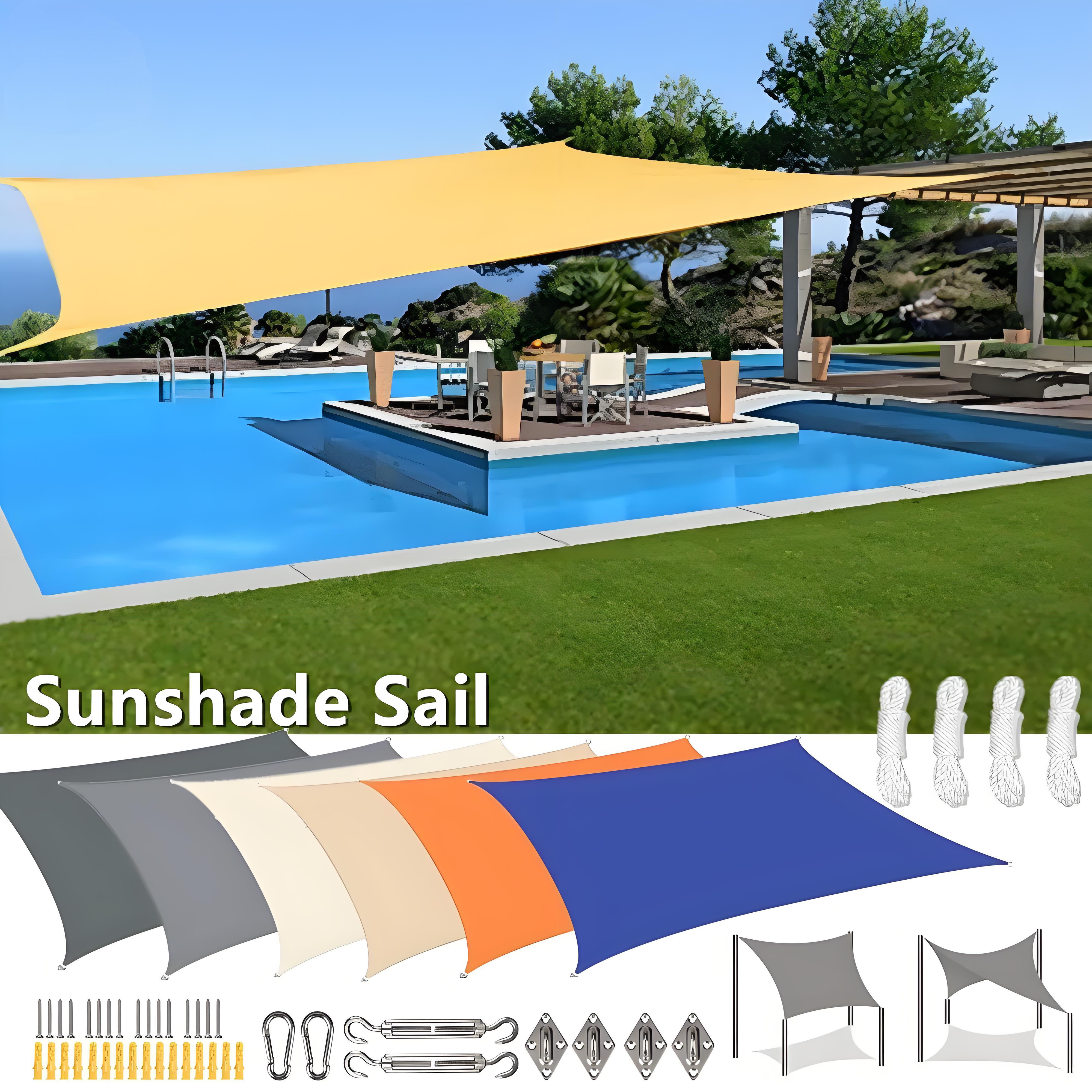 Toldo de vela para sombra, à prova d'água, retângulo, bloco uv, abrigo solar para jardim ao ar livre, pátio, quintal, terraza, tela de privacidade