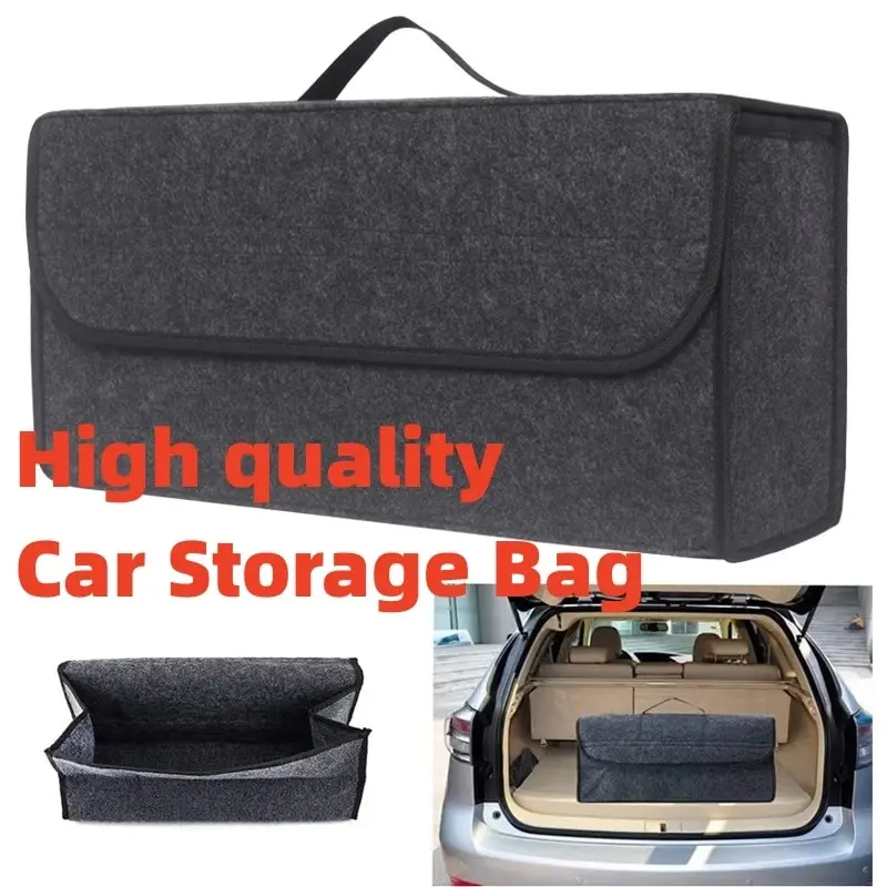 Bolsa organizadora antideslizante para maletero de coche, caja de almacenamiento de fieltro suave con múltiples compartimentos, color gris y negro, para herramientas y accesorios para automóviles