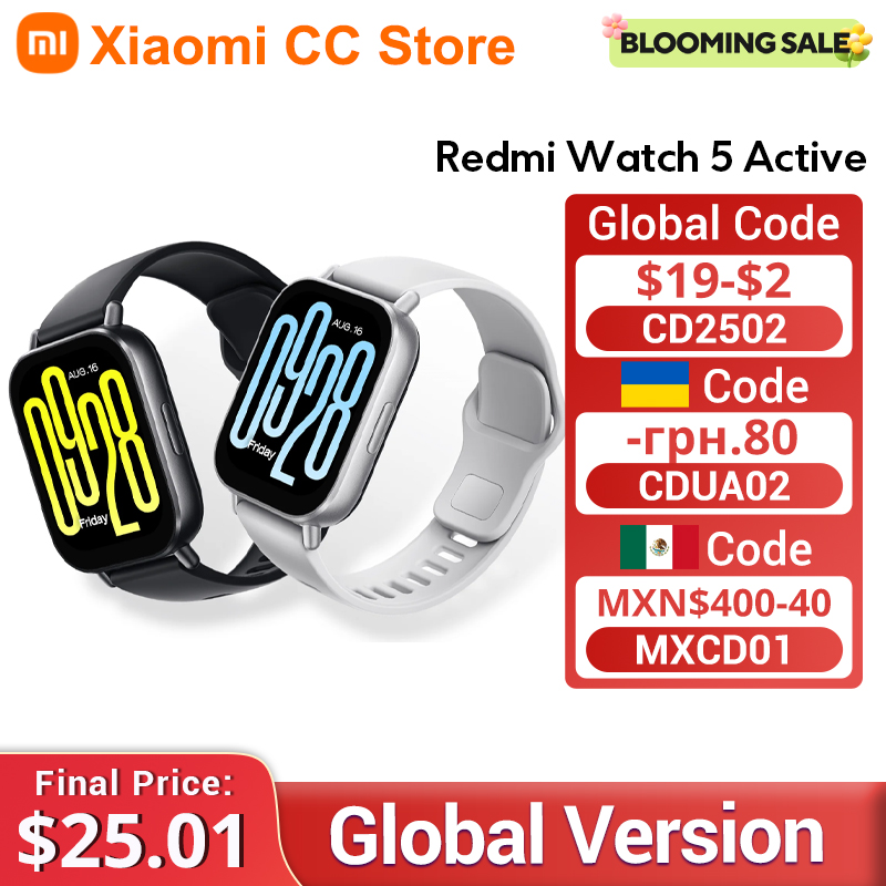 Versión global Xiaomi Redmi Watch 5 Pantalla activa de 2 pulgadas Hasta 18 días de duración de la batería Más de 140 modos de entrenamiento Llamadas Bluetooth 5ATM