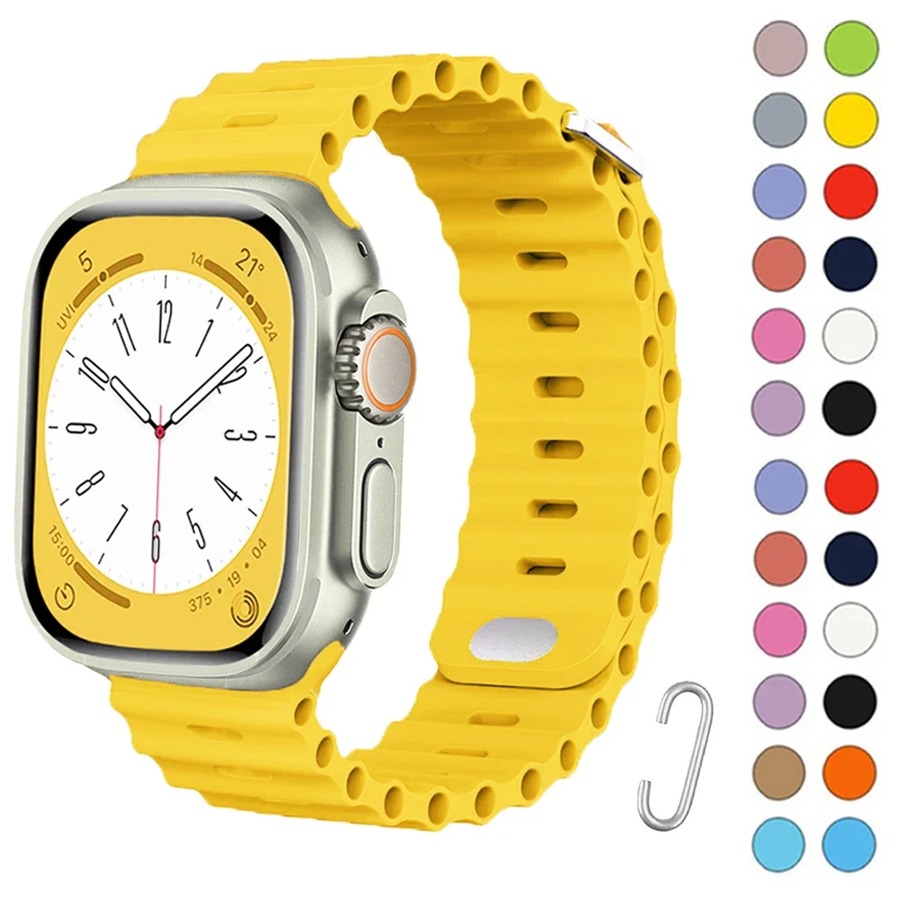 Pulseira para apple watch ultra band 49mm 44mm 45mm 41mm 40mm 38mm 44 45 mm 1:1 original oceano cinto iwatch série 9 8 7 se bandas