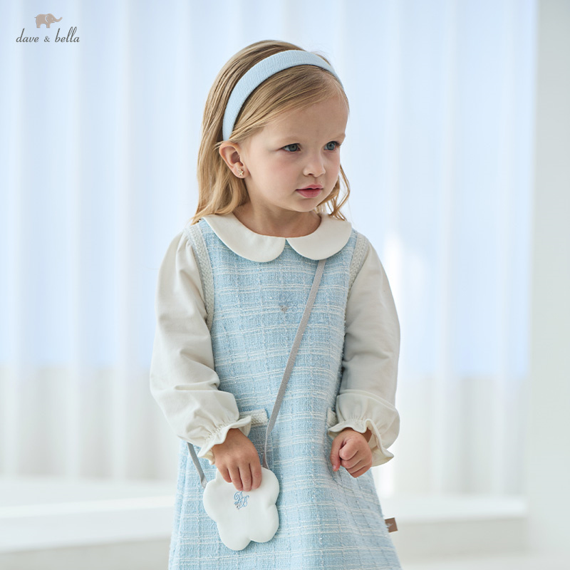 Dave bella vestido infantil 2025 primavera novas meninas bebê suave bonito falso duas peças bebê elegante vestido de princesa festa db 1250299