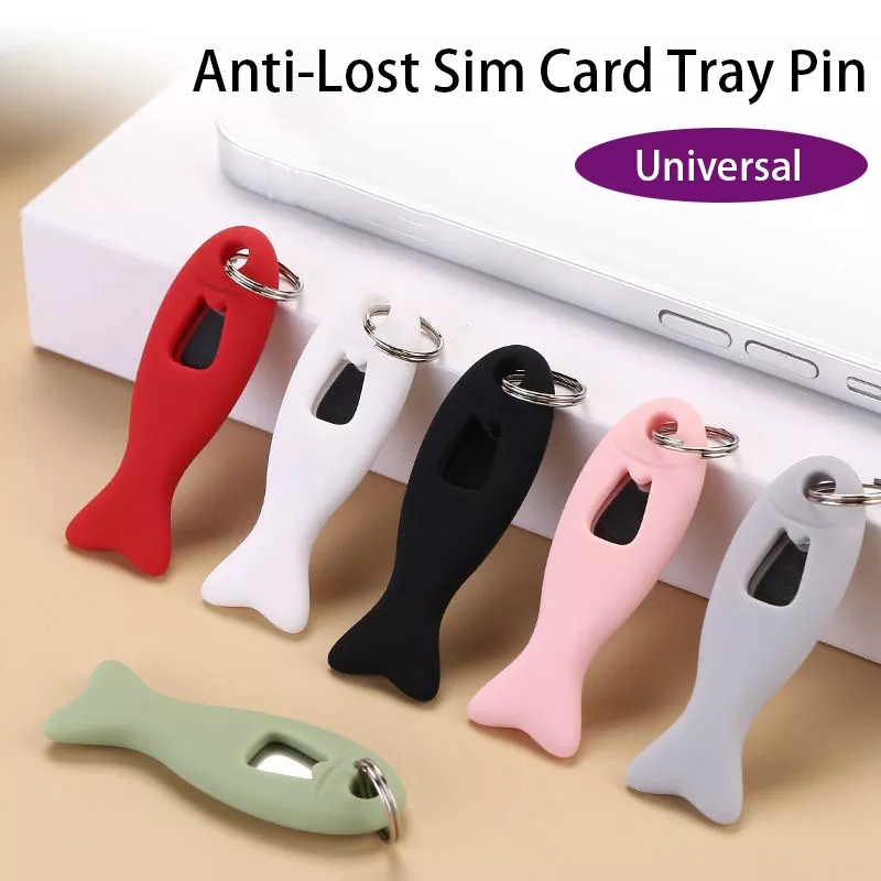 Bandeja creativa de Pin de tarjeta Sim antipérdida con forma de pez para IPhone X XS XR Xiaomi Samsung herramienta Universal de expulsión de tarjeta Sim