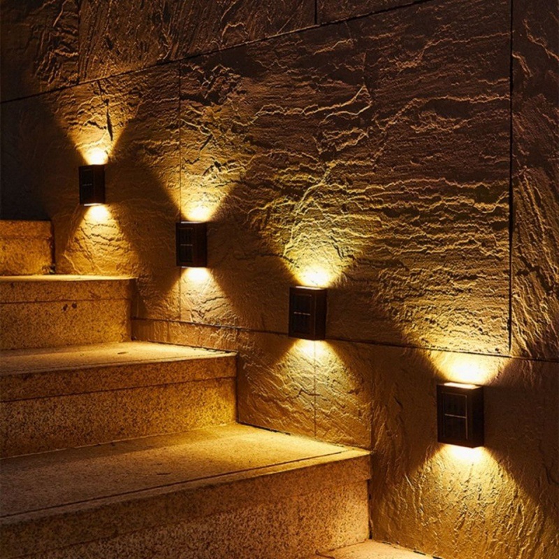 LED Solar Licht Im Freien Wasserdichte Solar Wand Lampe Oben und Unten Beleuchtung Garten Treppen Zaun Dekoration Sonnenlicht Angetrieben Lampe