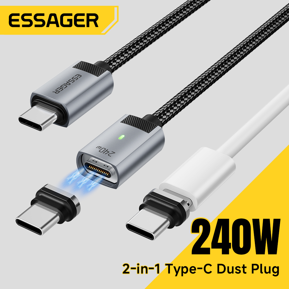 Essager 240W Magnetisches Ladekabel USB-C auf Typ-C Kabel PD 5A Schnellladung für iPhone 17 16 Samsung Laptop Ladekabel