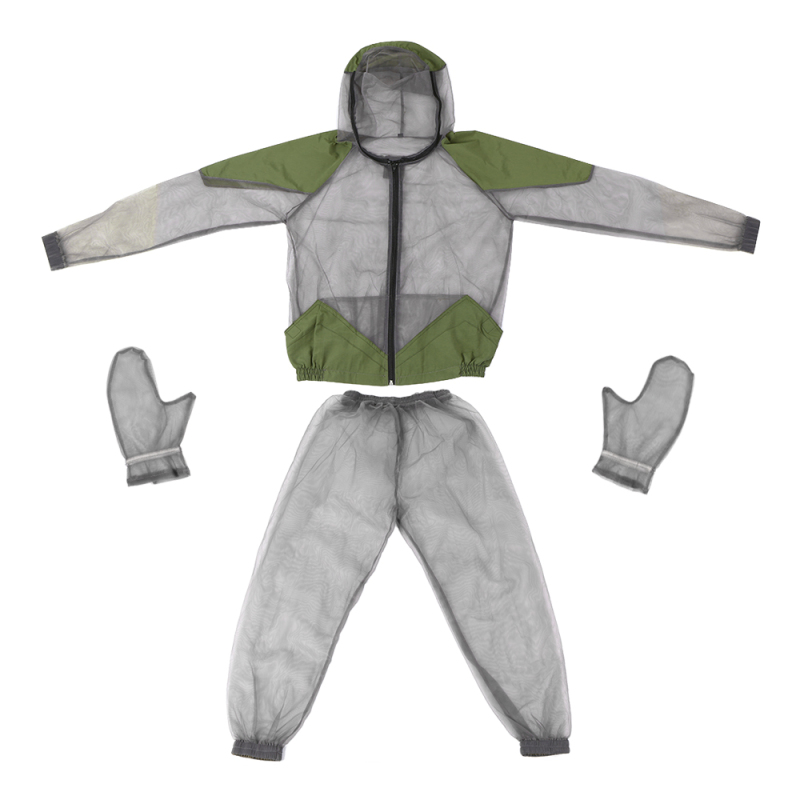 Traje repelente de mosquitos para exteriores, chaqueta de malla con capucha para pesca, caza, Camping, guantes protectores de insectos, Pantalones