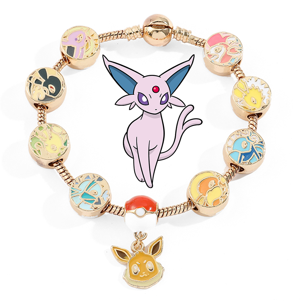 Anime-Armband Niedliche Cartoon-Figur Eevee Vaporeon Flareon Metallperlen Anhänger DIY-Armband Kawaii Accessoires