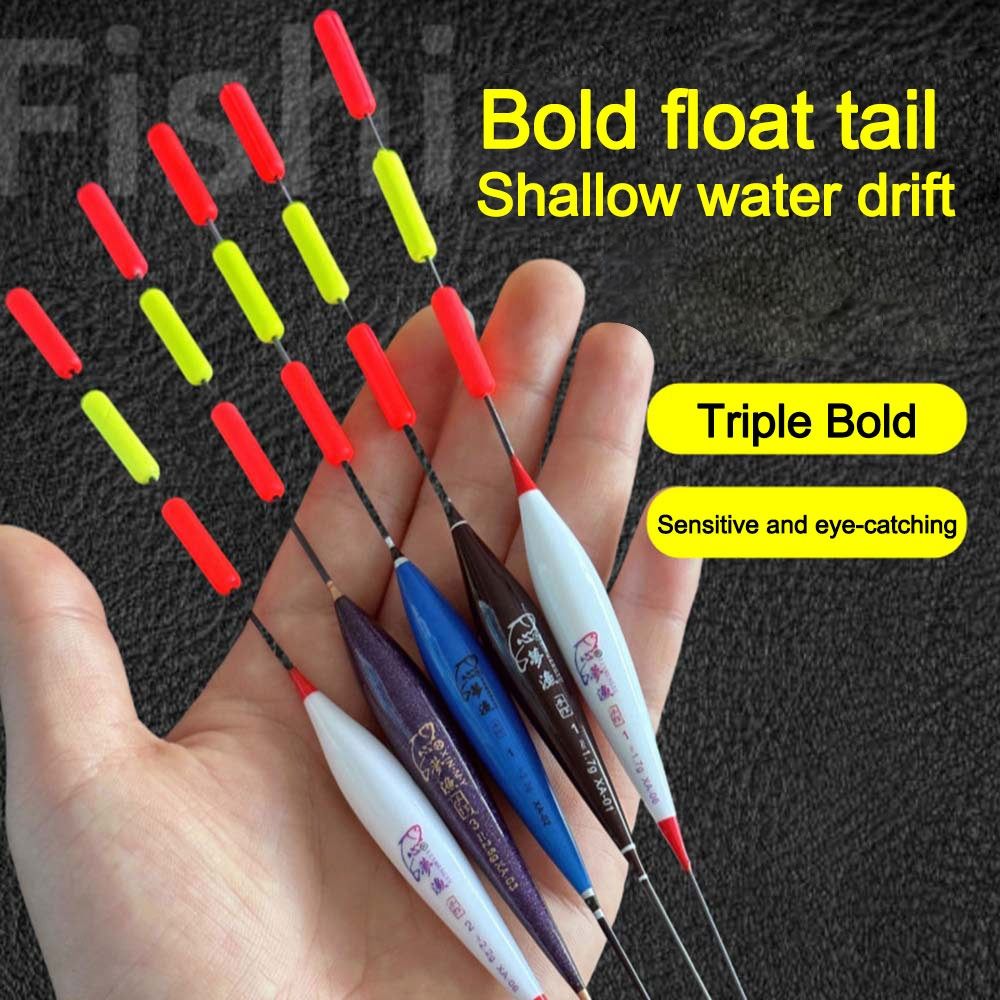 Galleggiante da pesca a tre maglie galleggiante per pesci Ultra-corto ad acqua poco profonda altamente sensibile galleggiante accattivante accessori per la pesca all'aperto
