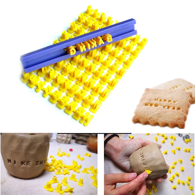 Numero alfabeto francobolli stampa fai da te stampa nome su ceramica ceramica sapone candela biscotti francobolli strumenti lettera argilla timbro goffratore Set