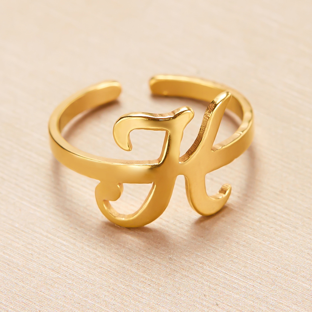 26 initiales lettres anneaux pour femmes hommes acier inoxydable or document A-Z Alphabet anglais nom ouvert matiques anniversaire bijoux
