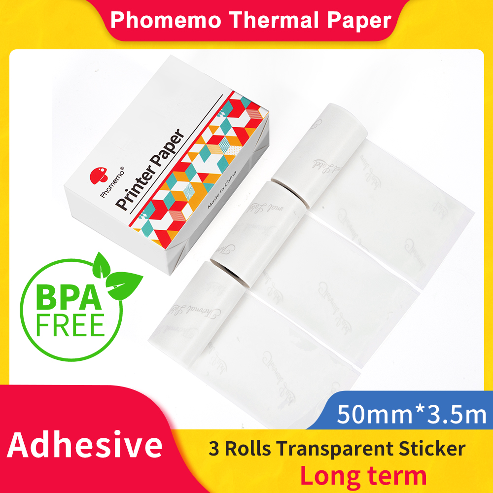 Papier thermique Transparent autocollant blanc adhésif Transparent pour imprimante Phomemo M02/M02 Pro/M02S, papier Photo autocollant imprimable