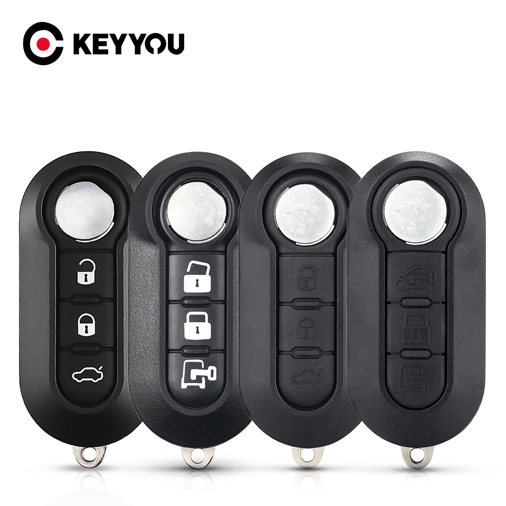 KEYYOU Flip 3 Tombol Remote Mobil Kunci Shell Kosong Case Untuk Fiat 500 Panda Punto Bravo Untuk Citroen Peugeot auto Pisau yang Belum Diasah