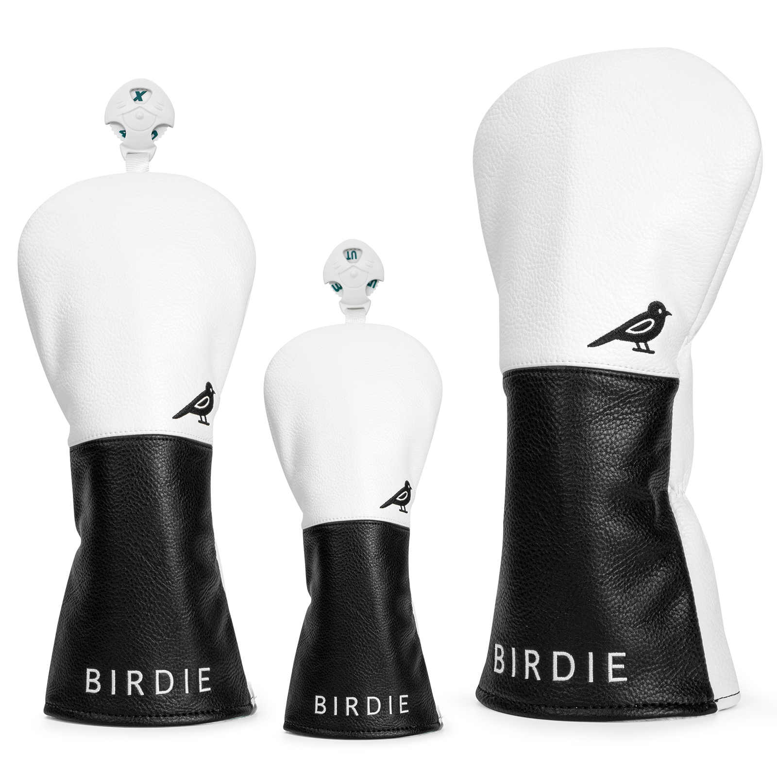Branco premium couro birdie cabeça de golfe capa elegante bordado alta qualidade clube de golfe motorista cabeça cobre fariway madeira covershbr
