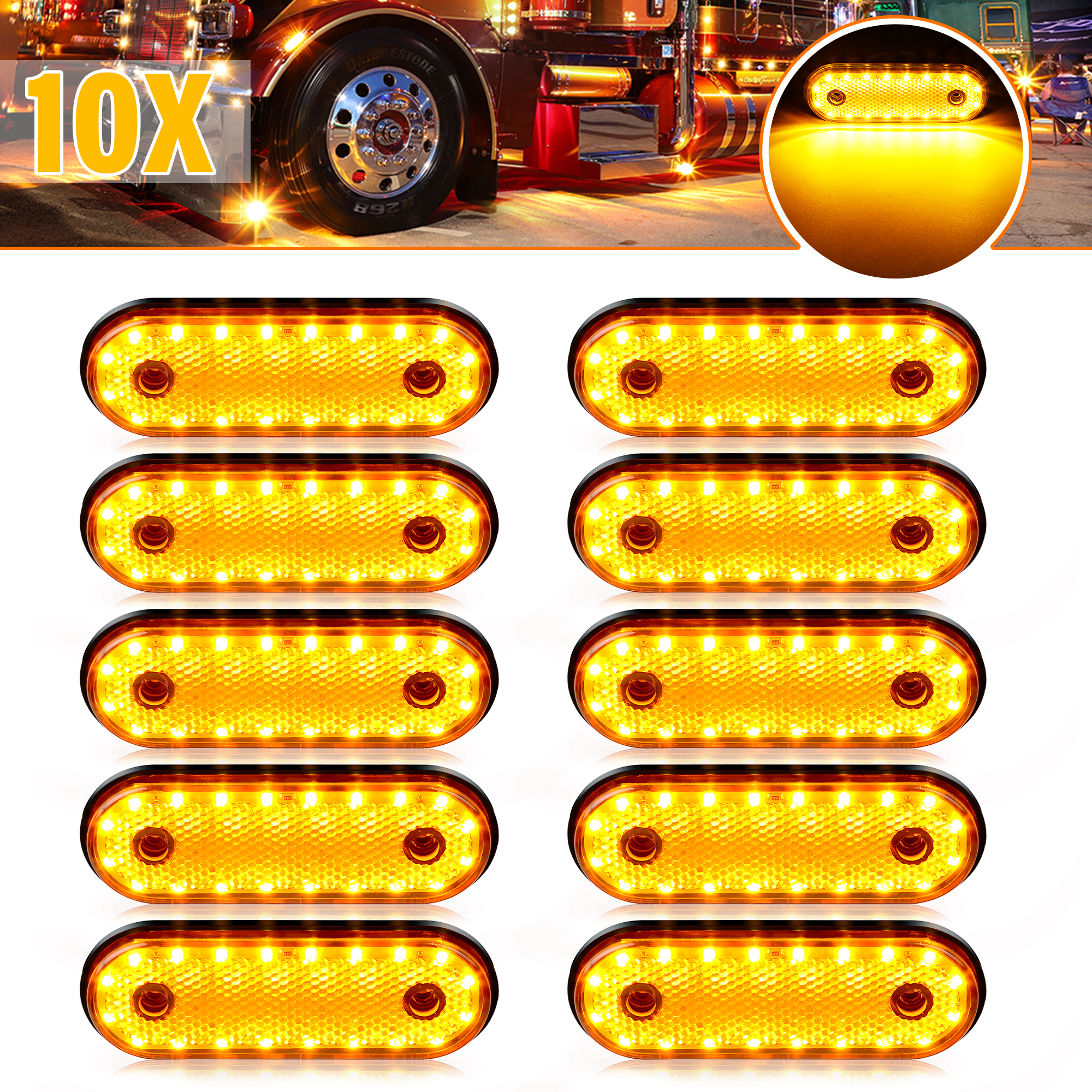 10 PZ 30LED DC24V Impermeabile Auto Luce Laterale Ovale Rimorchio Camion RV Rimorchio Pickup Barche Lampada di posizione laterale