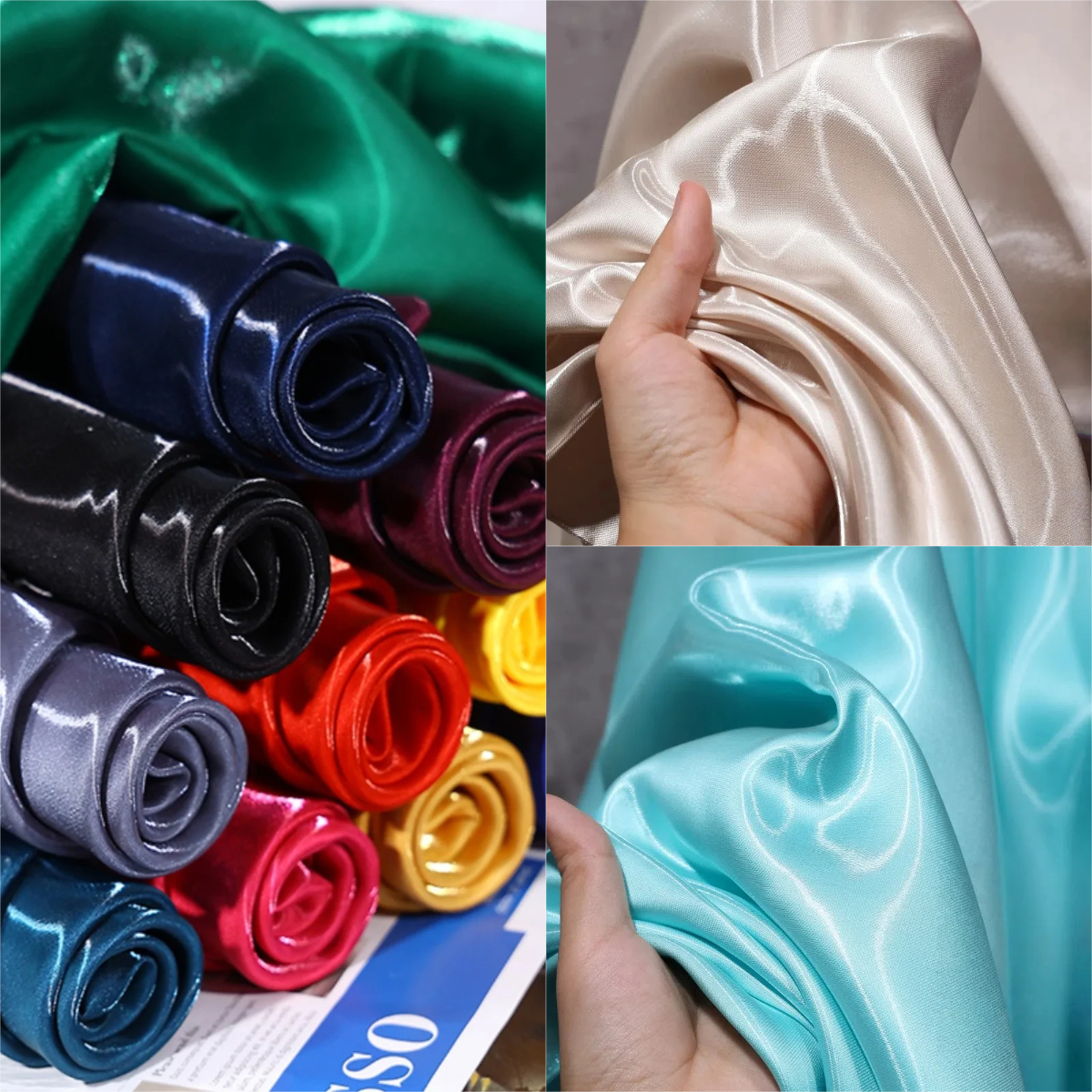 Luxurious Shiny Liquid Satin Fabric Reflective Satin DIY Wedding Dress and Evening Dress Decorative Background Design Fabric