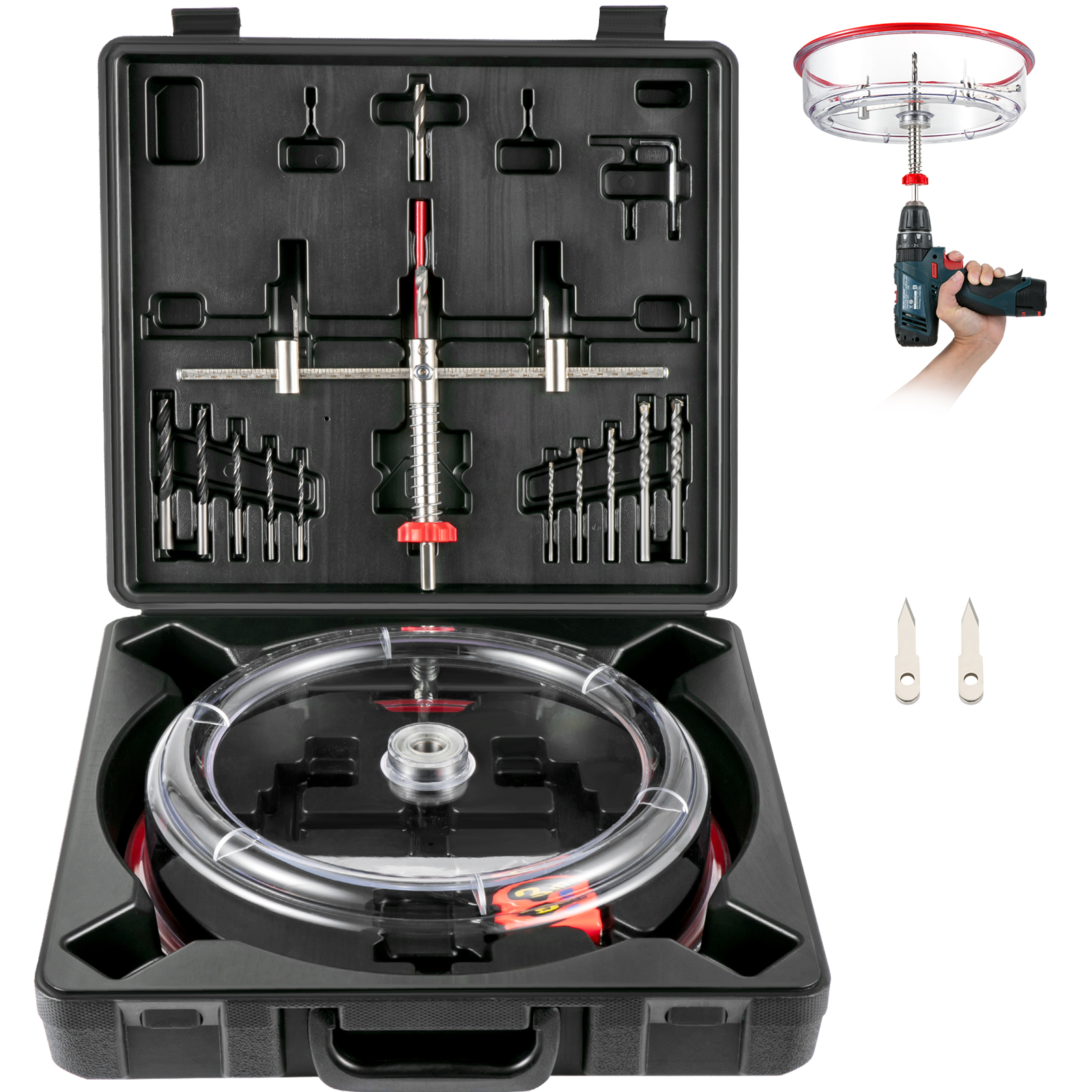 SucceBuy 40-200mm 40-300mm Kit taglierina per sega a tazza in acciaio regolabile con punta da trapano per taglierina per scudo Strumento fai da te Sciarpa per ardesia