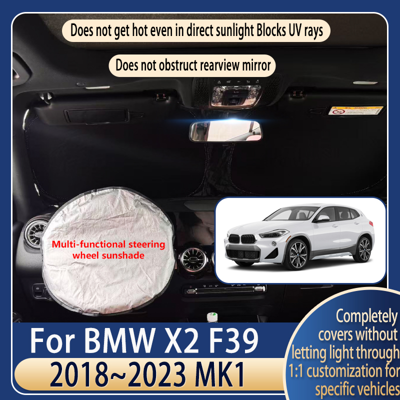 Stuurwiel Auto Zonneklep Voor BMW X2 F39 2018 ~ 2023 24 MK1 Zomer Koeling Auto Accessoires Voorruit Zonnescherm Insulati