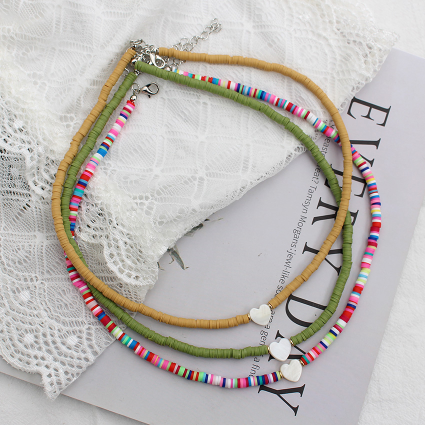 ลูกปัดเปลือกหอยธรรมชาติสร้อยคอเกาหลีแฟชั่น Boho Polymer Clay Choker ที่มีสีสันจี้คอฤดูร้อน Handmade เครื่องประดับหญิง