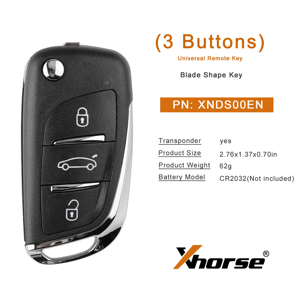 Chave remota universal sem fio estilo Xhorse DS 3 botões XNDS00EN para ferramenta chave VVDI
