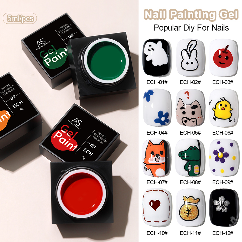 AS Sliver Metal Effect Line Flower Drawing Gel Soak Off Прозрачные цвета 5 г Гель-лак для рисования УФ-гель-лак для дизайна ногтей