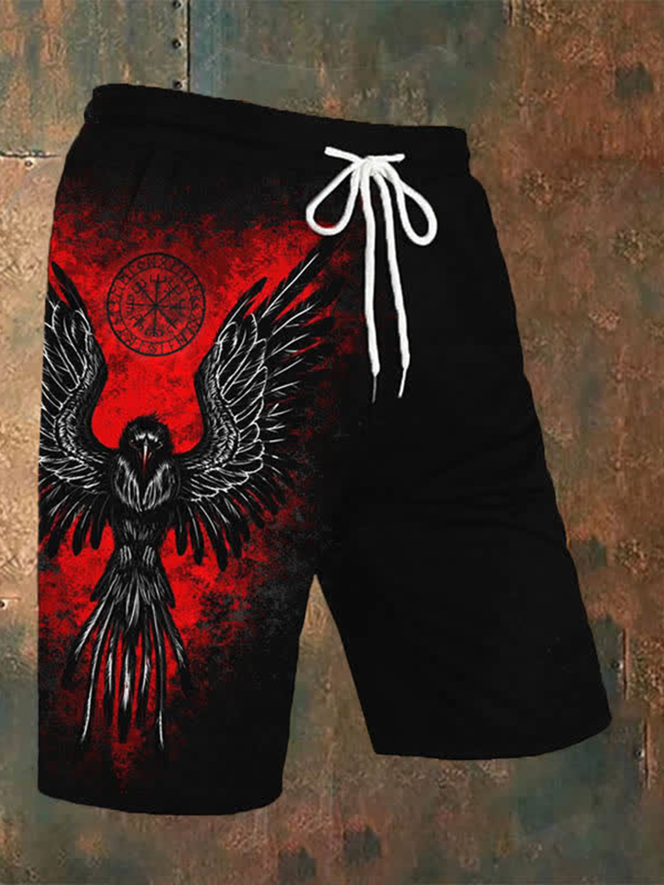Shorts pour hommes imprimés avec un motif tribal 3D, shorts décontractés pour l'été, pantalons de plage à la mode pour hommes, style rétro viking, shorts de sport pour hommes