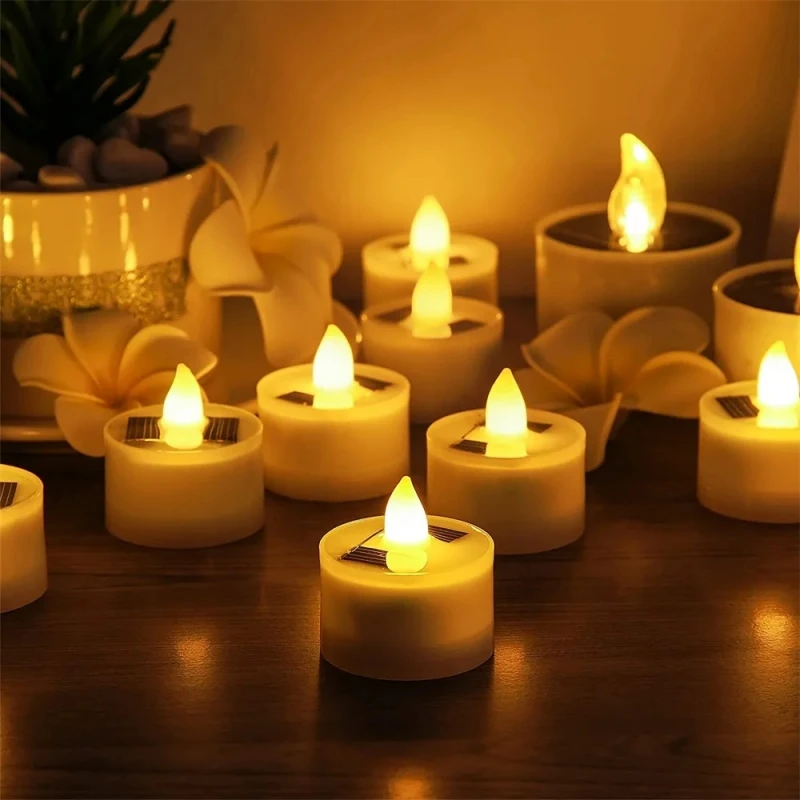 Solar Tee licht LED Kerzen flammen lose Outdoor wasserdichte Solar Tee lichter wiederauf ladbare Kerzen für Party Garten Wohnkultur