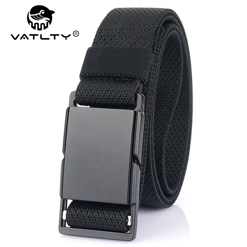 VATLTY Magnetic Sabuk Elastis Pria, Gesper Paduan Sabuk Tipis Unisex Rilis Cepat, Sabuk Coklat 34mm Pria Wanita, Korset Ikat Pinggang Jeans