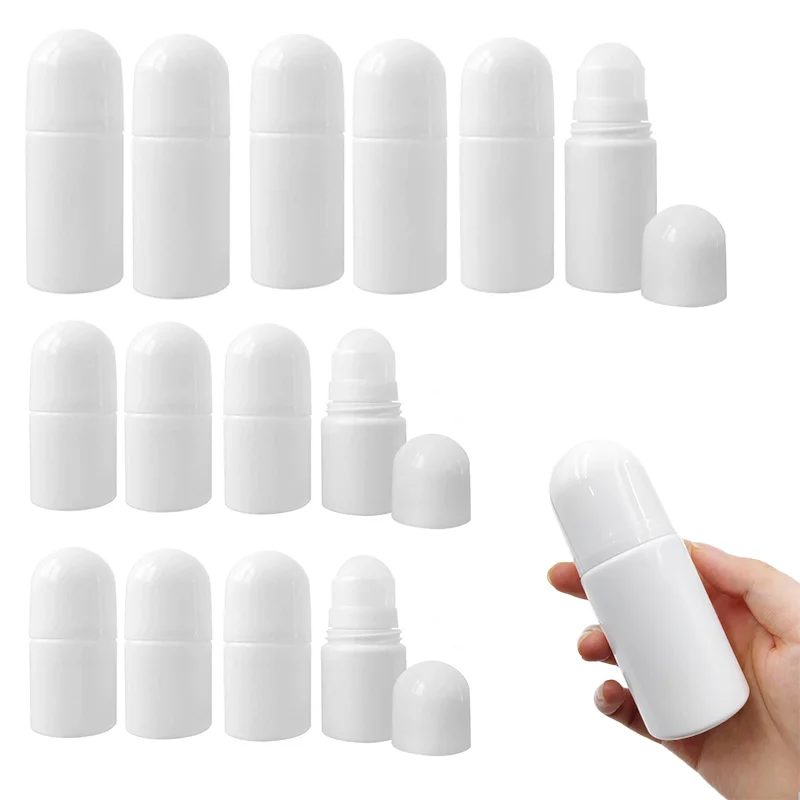 Botol rol minyak esensial perjalanan, 50 buah 30/50/60/ml plastik kosong Aksesori deodoran DIY botol dapat diisi ulang