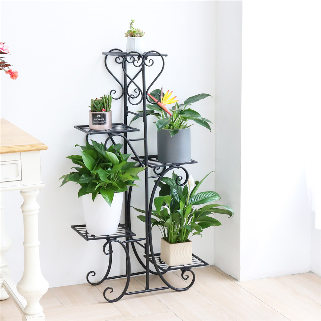 Estante de Metal extragrande para plantas, soporte de hierro antioxidante para jardín, 5 niveles, interior y exterior
